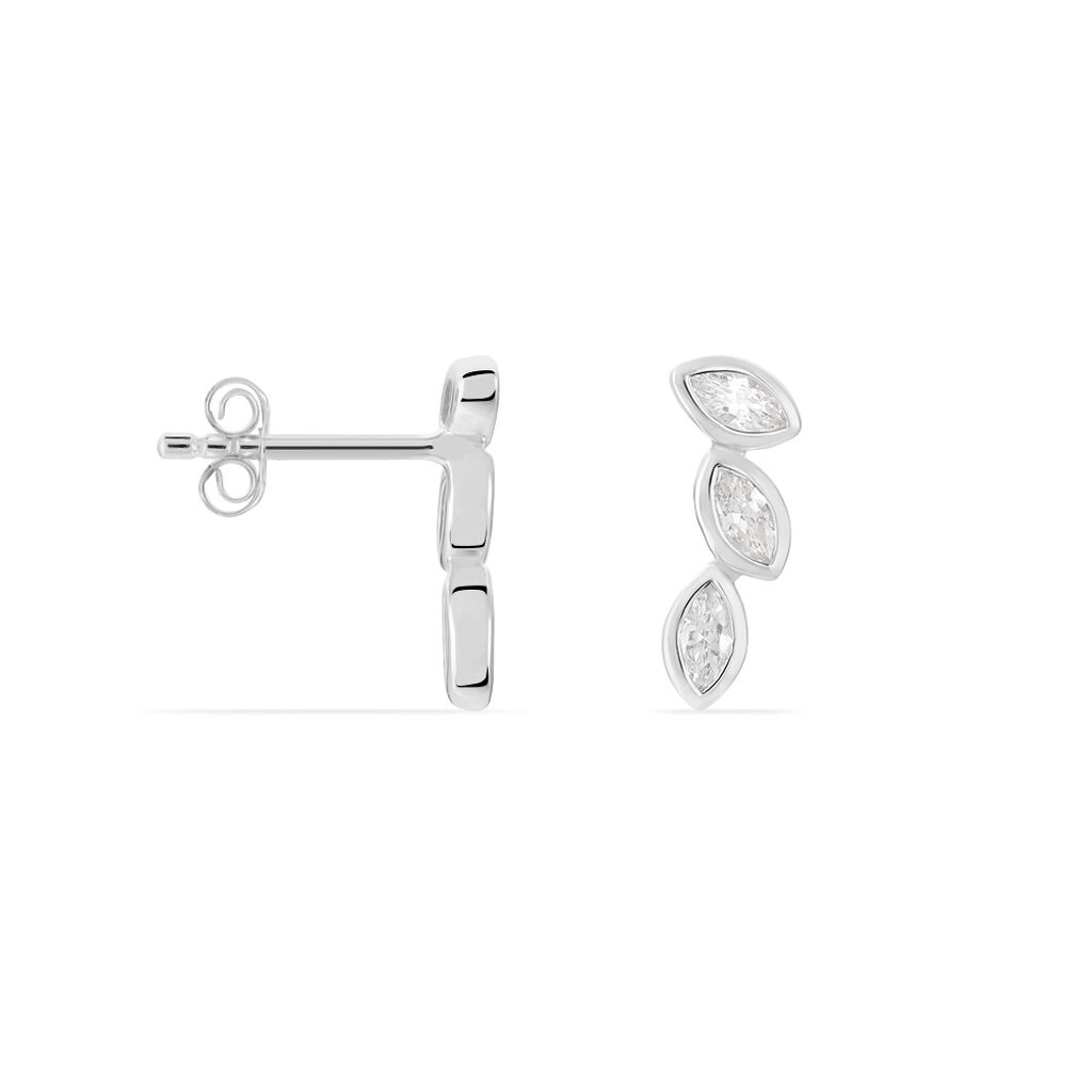 Boucles D'oreilles Grimpantes Elohane Argent Blanc Oxyde De Zirconium