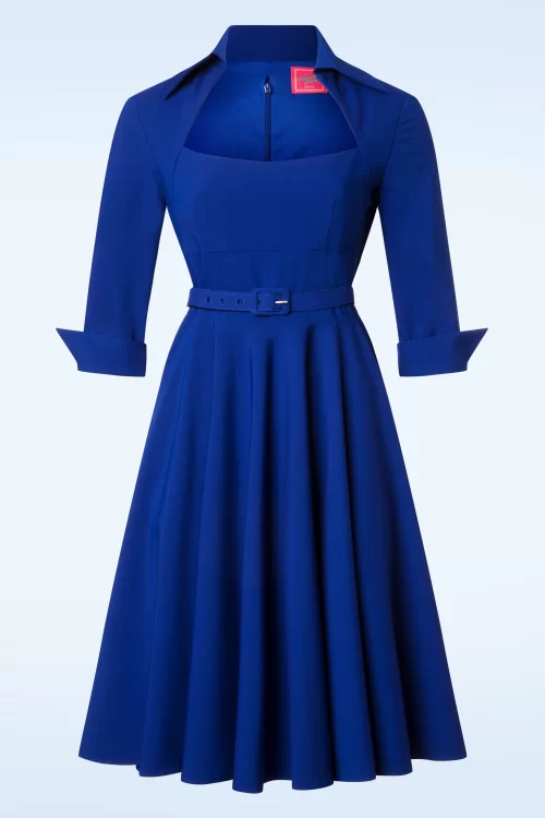 Glamour Bunny Lorelei swing jurk in kobalt blauw