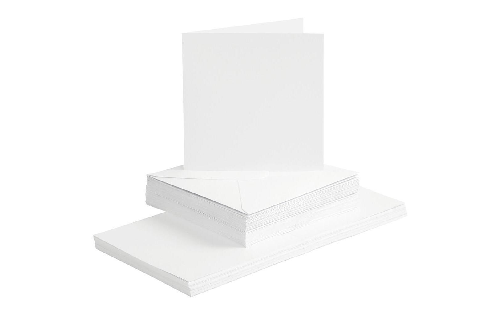 Blankokarte 15 x 15 cm 50 Sets, WeissKarten zum Gestalten