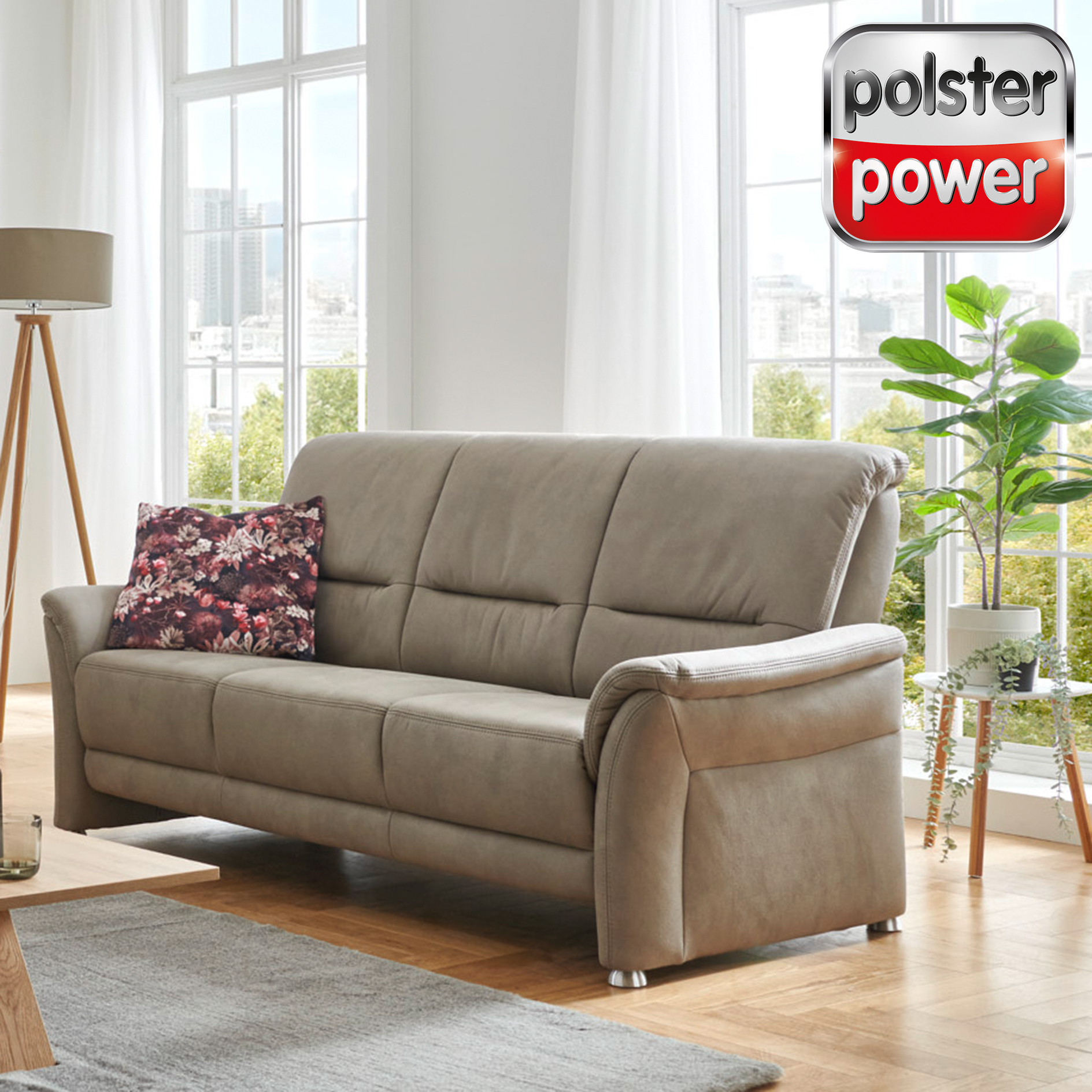 polsterpower 3-Sitzer - stone - Basismodell