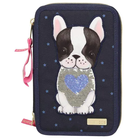 Depesche TOPModel 3-Fach Federtasche Hund dunkelblau