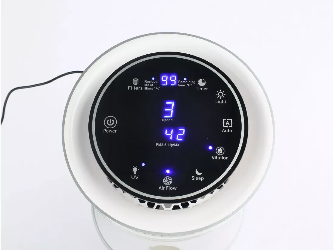 Purificateur d'air avec filtre HEPA, PM2, ioniseur, lampe UV, 5 vitesses et mode AUTO pour des 20m2