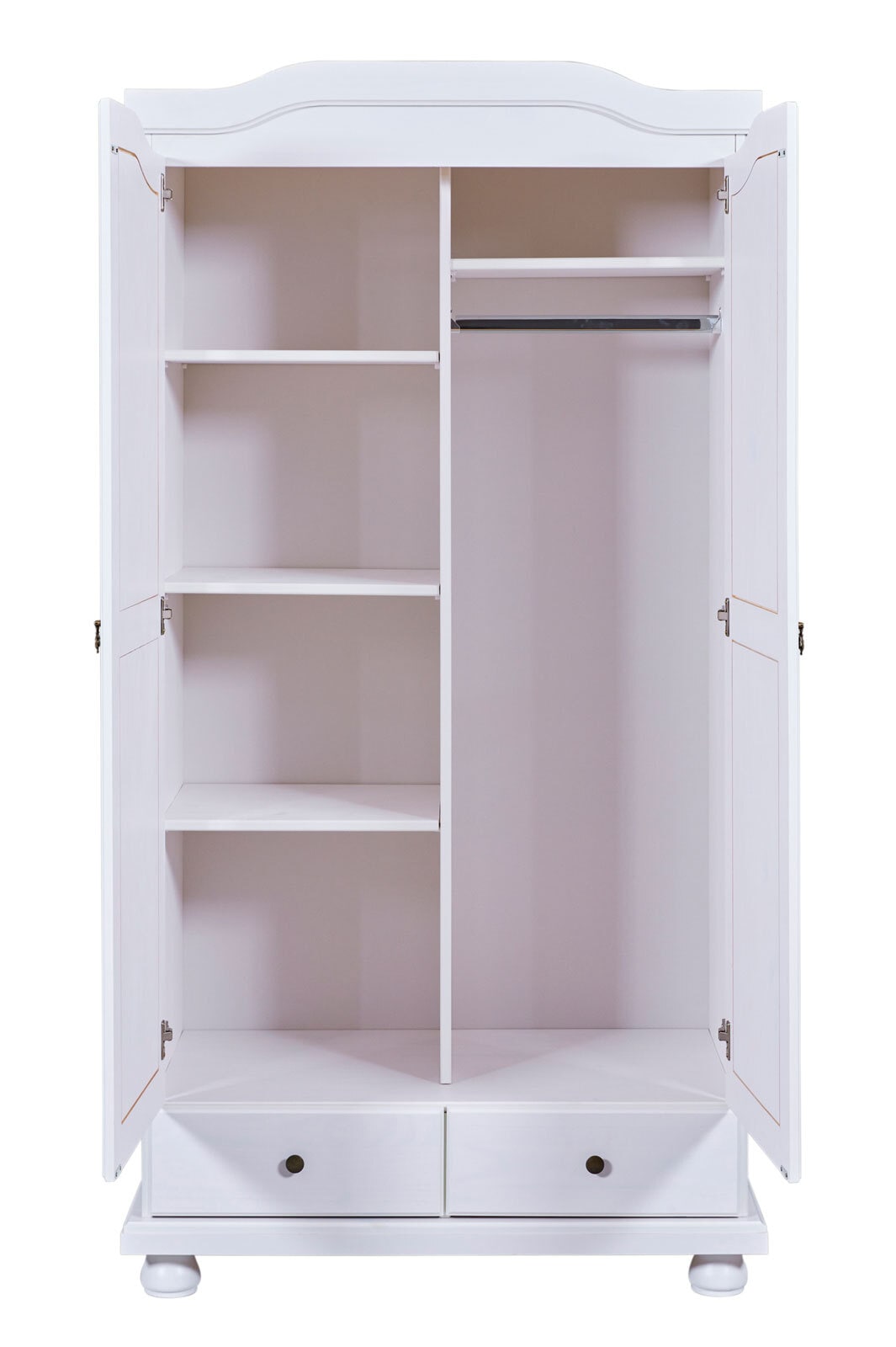 Drehtürenschrank Lennard 104 x 198 cm Kiefer massiv weiß lackiert