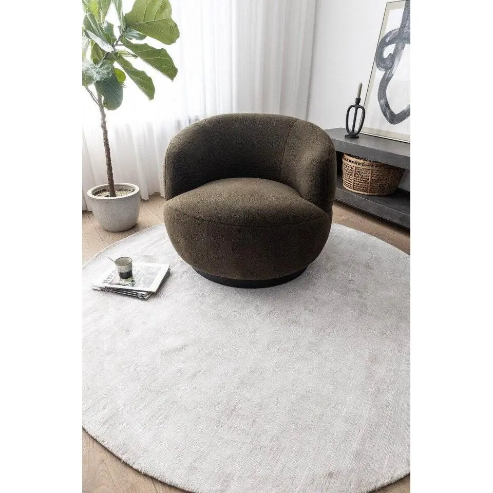 Interieur05 rond viscose Vloerkleed Felva Zilver/Grijs - 180 x 180 cm
