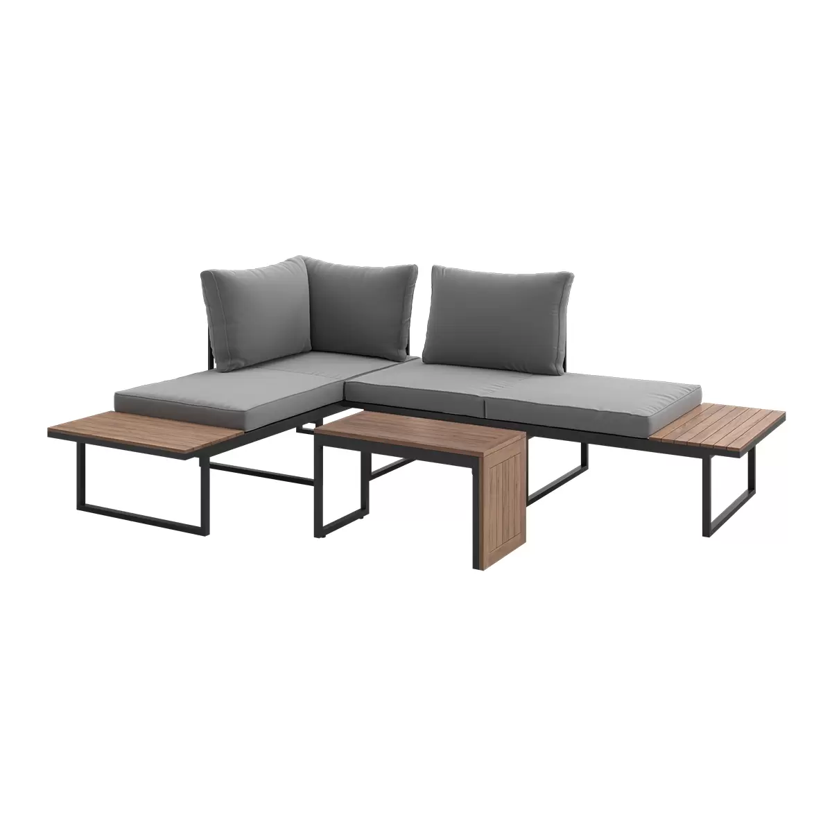 Beldano Loungegarnitur Malaga 2-teilig grau,natur,schwarz