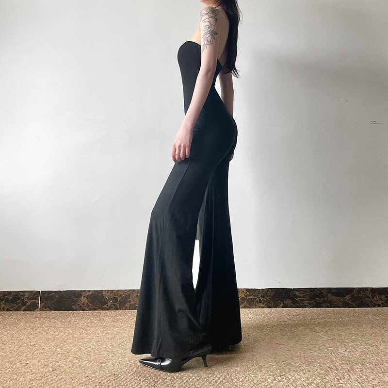 Amyway - Strapless effen uitlopende jumpsuit
