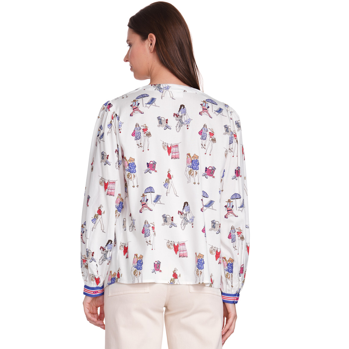 Gina Benotti Damen Bluse mit Ballonärmeln weiss / bunt