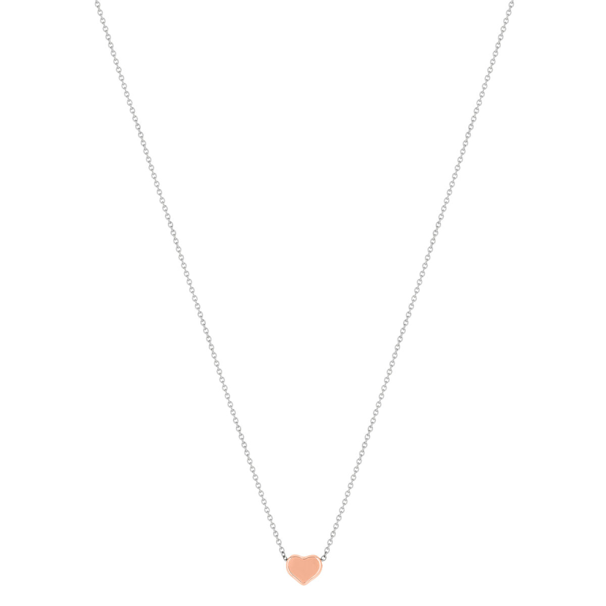 Collier acier maille forçat coeur rose 45 cm