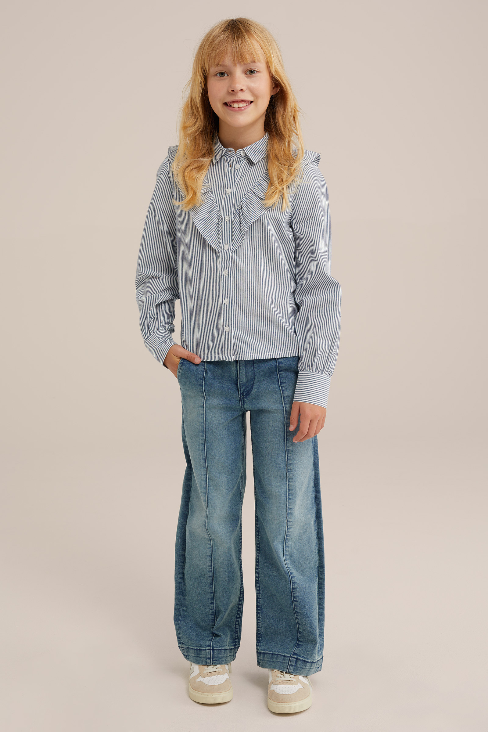 Meisjes blouse met dessin WE Fashion Wit