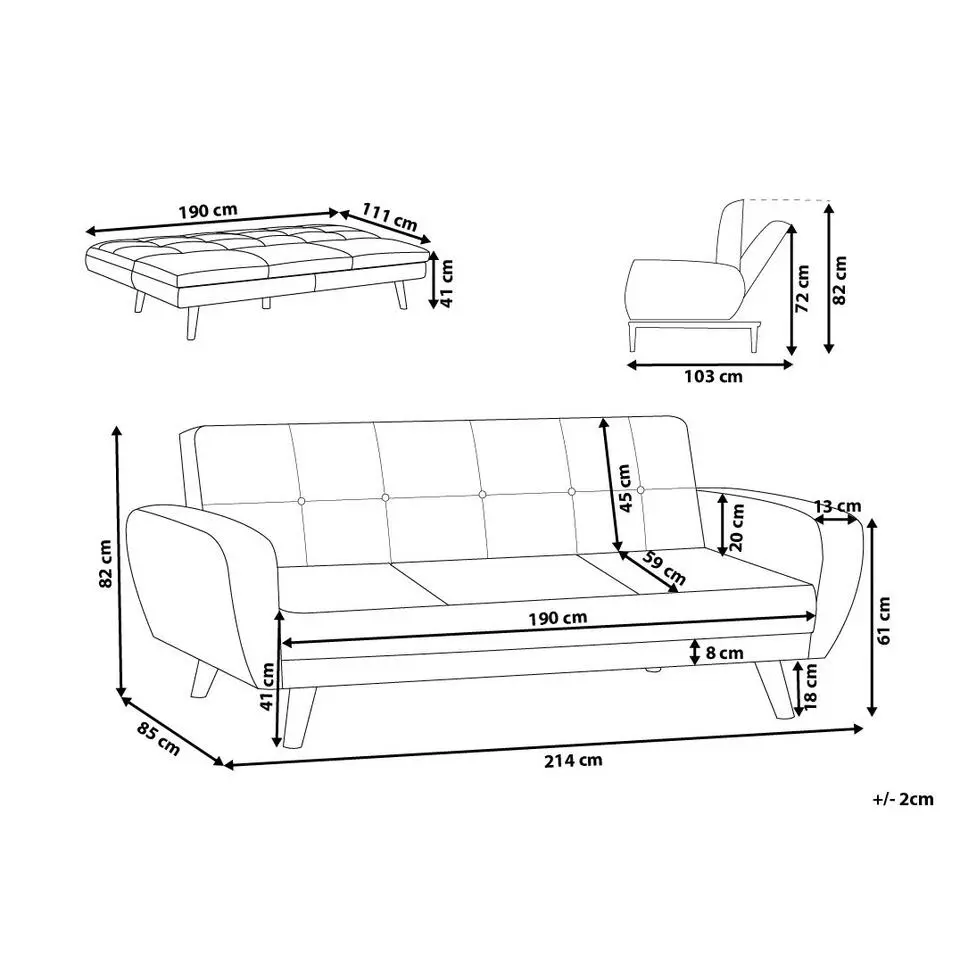FLORLI - Slaapbank 3-zits - Wit - Bouclé