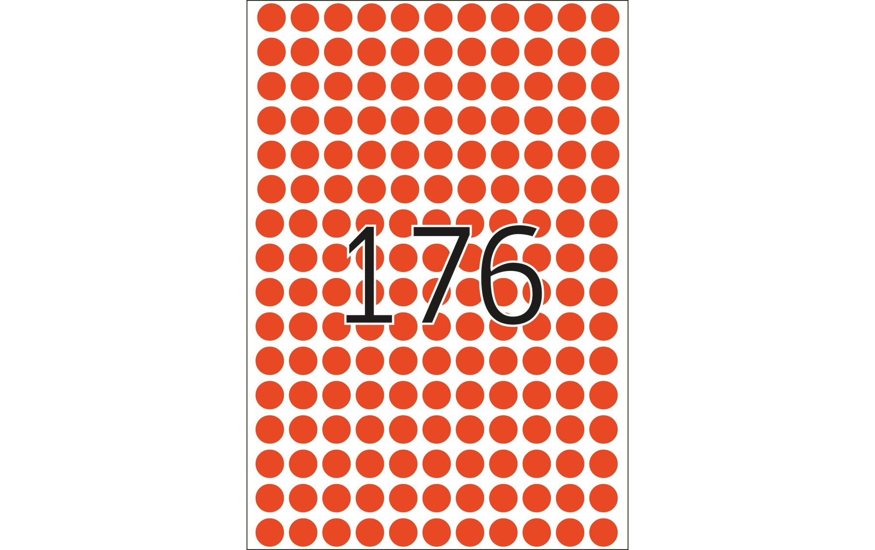Vielzweck-Etiketten 2212 Ø 8 mm, Rot, 32 BlattSelbstklebende Markierungspunkte für Pinnwand, Flipchart und vieles mehr