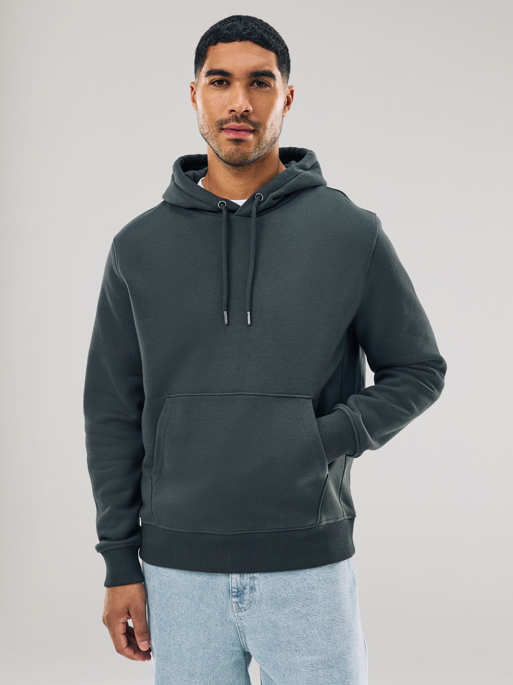 Leisteen grijs - Normale Pasvorm - Zwaargewicht Cotton Rich Jersey Hoodie