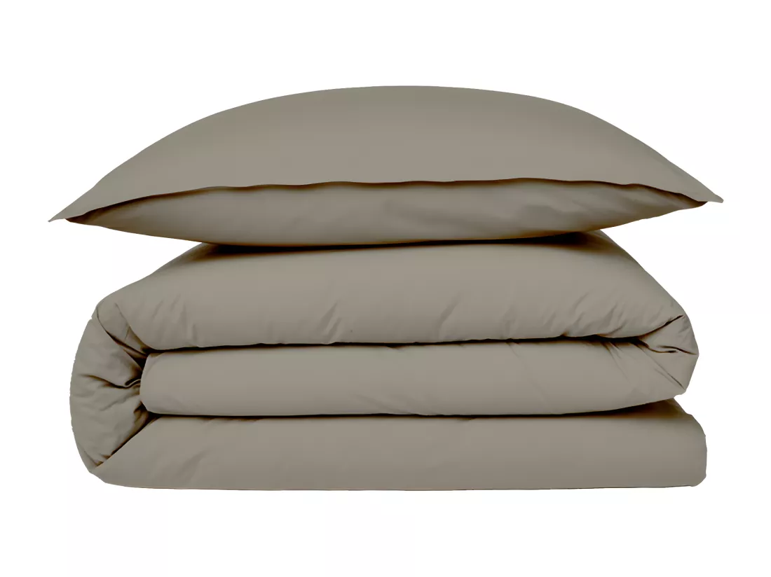 Housse de couette en coton 57 fils unie vison 240x220cm