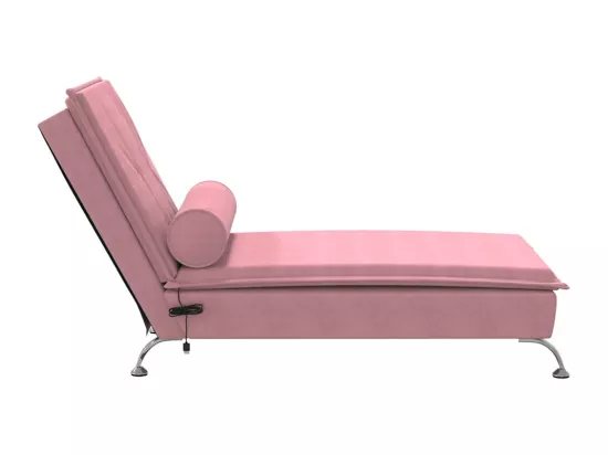 Chaise longue de massage avec traversin rose velours