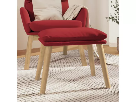 Repose-pied Rouge bordeaux 45x29,5x35 cm Velours