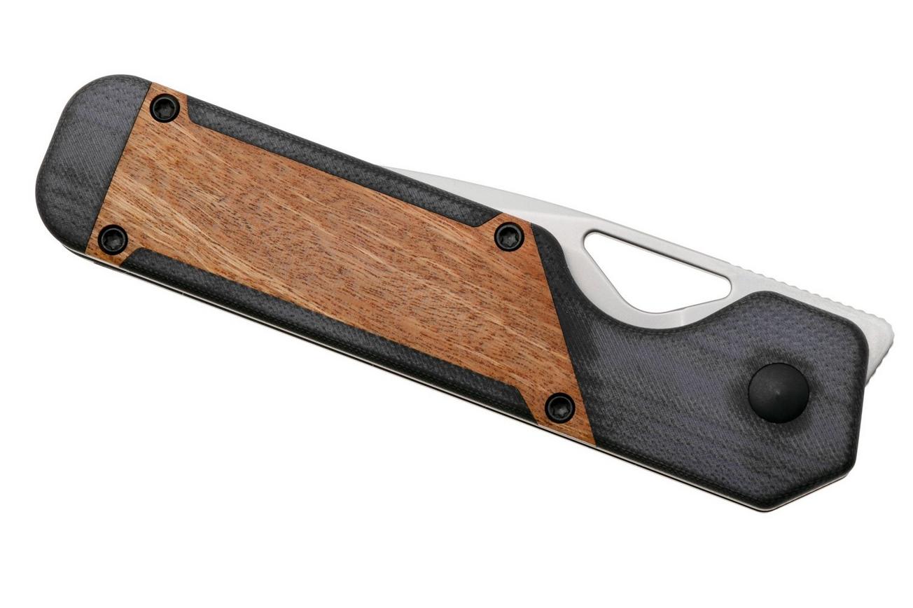 Kizer Vanguard Militaw V3634C2 Liner Lock, Satin 154CM, Black G10, Mkuruti Wood Inlay, zakmes, Jonathan Styles design