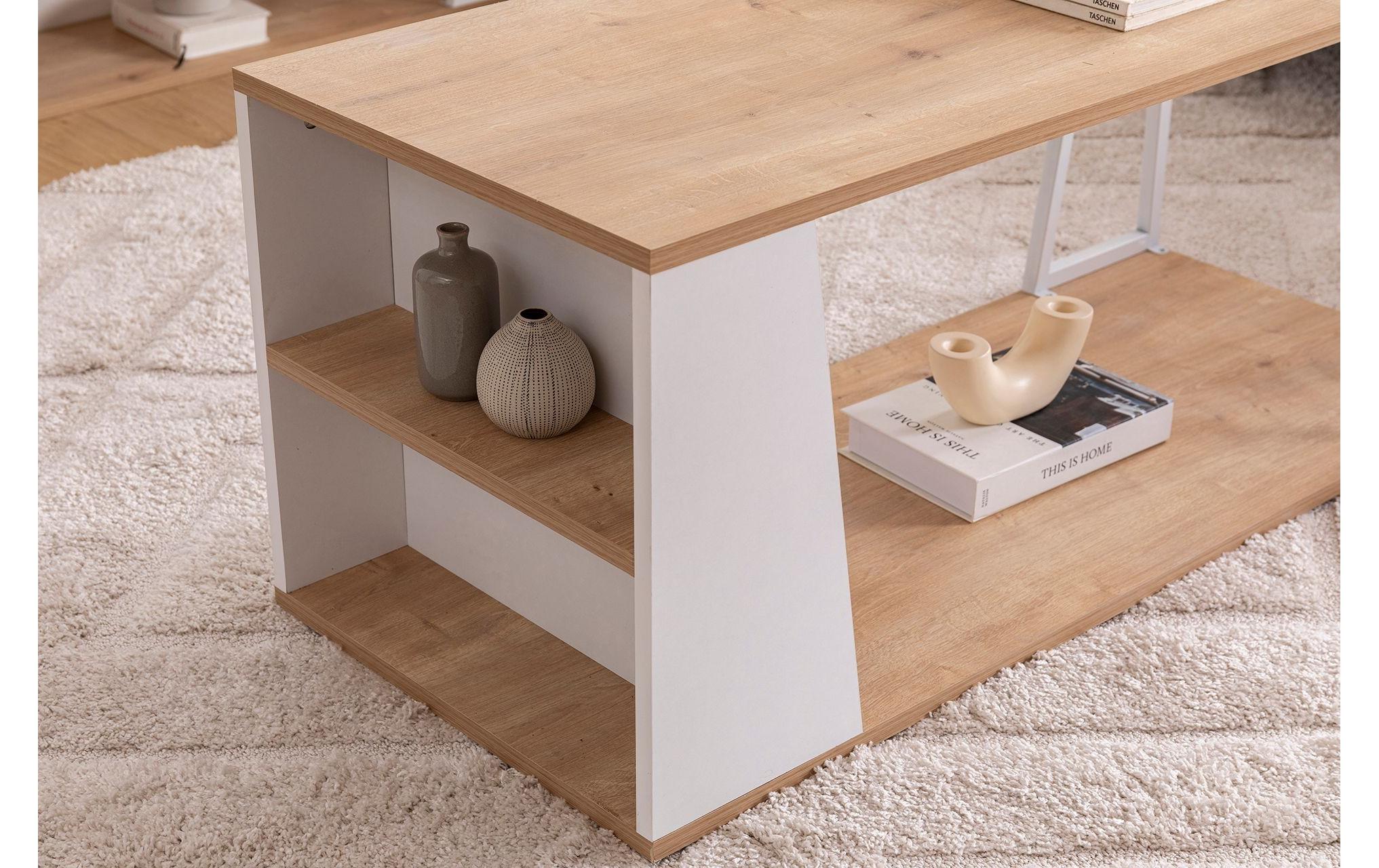 Couchtisch Lissa 120 x 48.6 cm, Braun/Weiss<br>Sofatisch