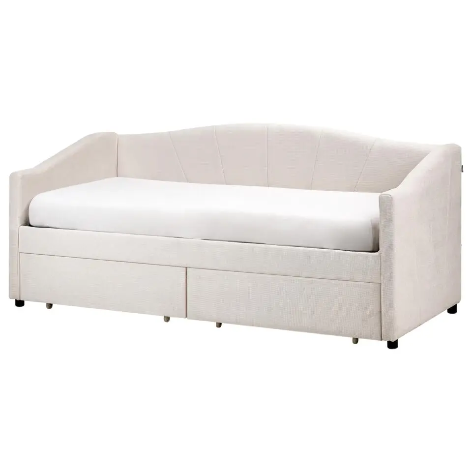 VITTEL - Bed met opberger - Beige - Polyester