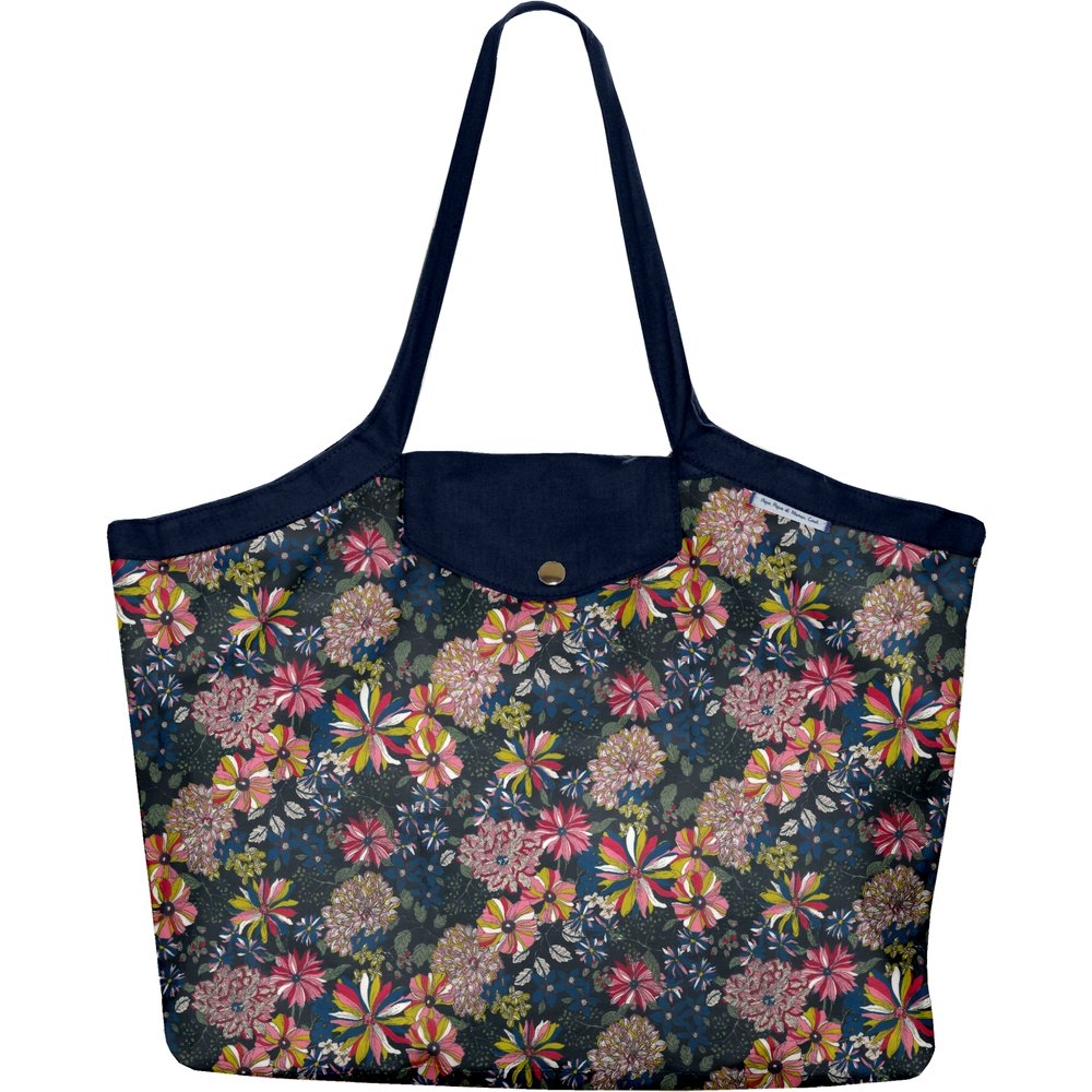 Sac Cabas Taille Moyenne Plissé Dahlia Rose Marine