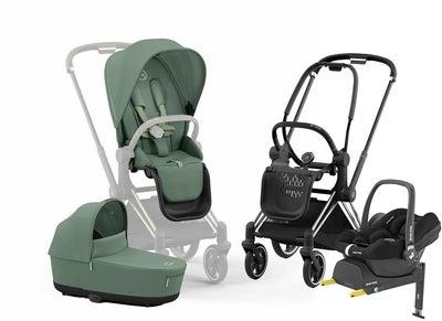 Cybex Priam Duovogn inkl. Maxi-Cosi CabrioFix & Base, Leaf Green/Chrome Black