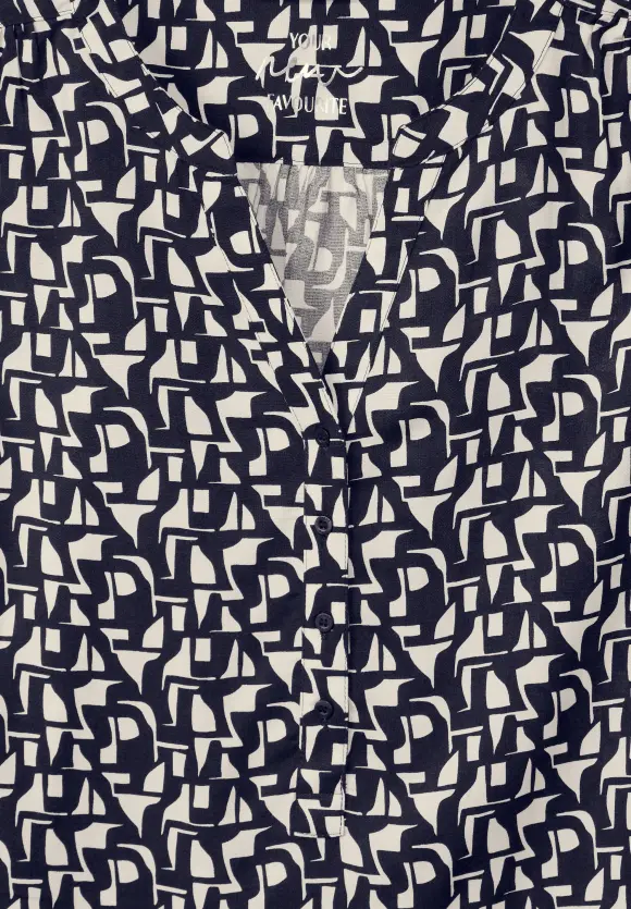 Minimalprint Bluse - deep blue