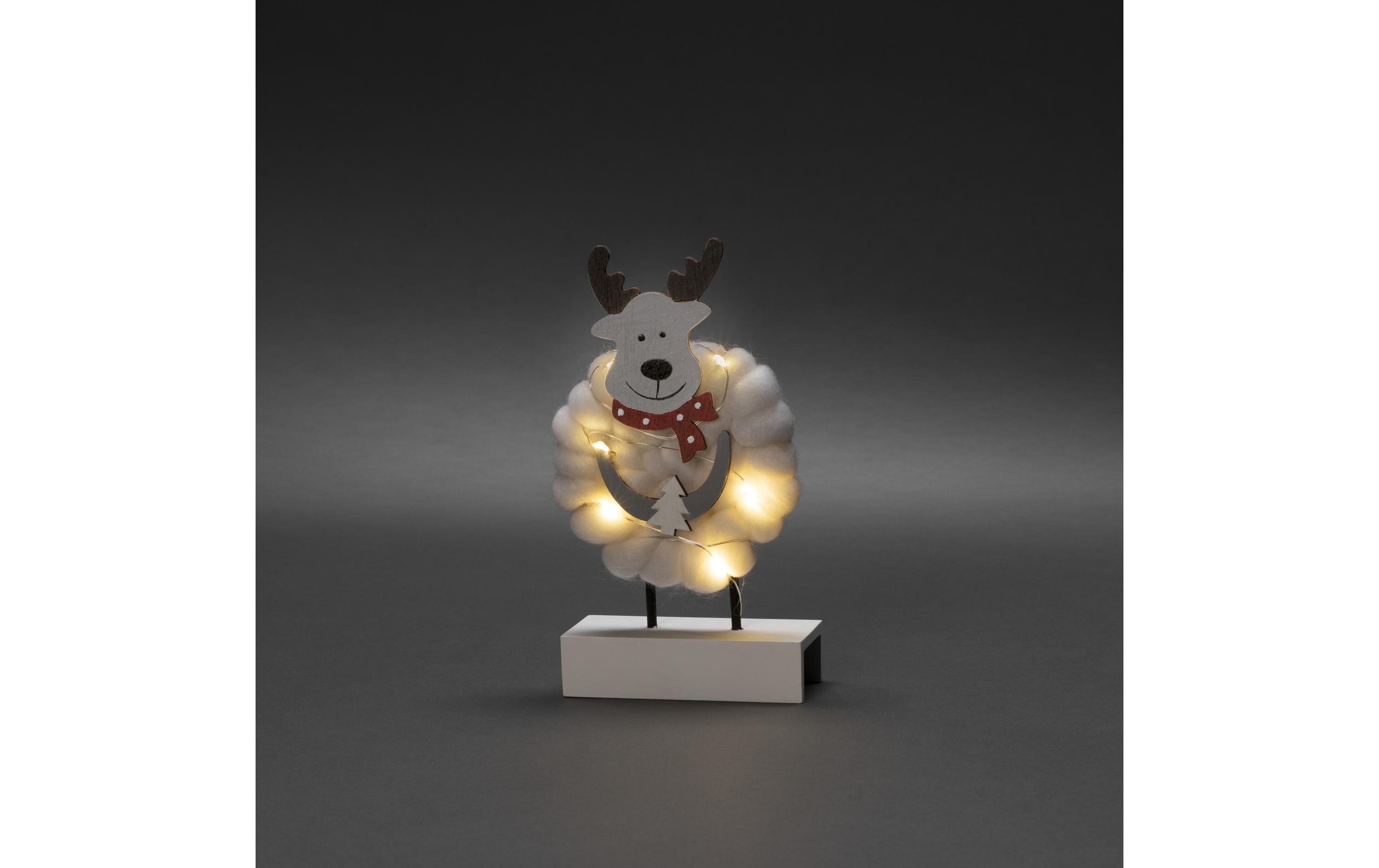 LED-Figur Elch, Holz & Baumwolle, 6 LEDTischdekoration