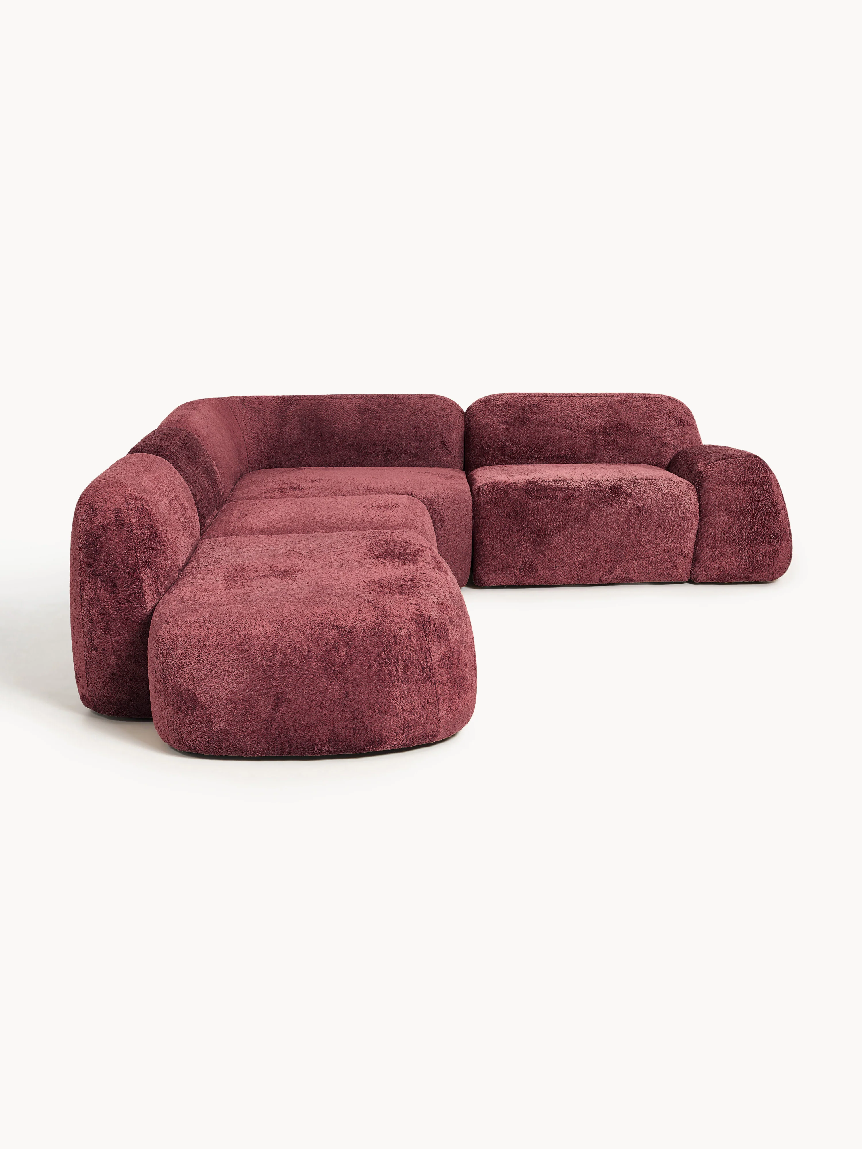 XL modulaire teddy bouclé hoekbank Wolke (4-zits) met chaise longue