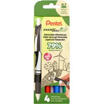 Stylo roller à encre gel EnerGel BL77 Eco, étui de 4