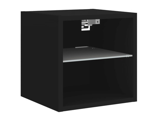 VIDAXL - Elément suspendu Meuble tv mural avec lumières led noir 30x28,5x30 cm
