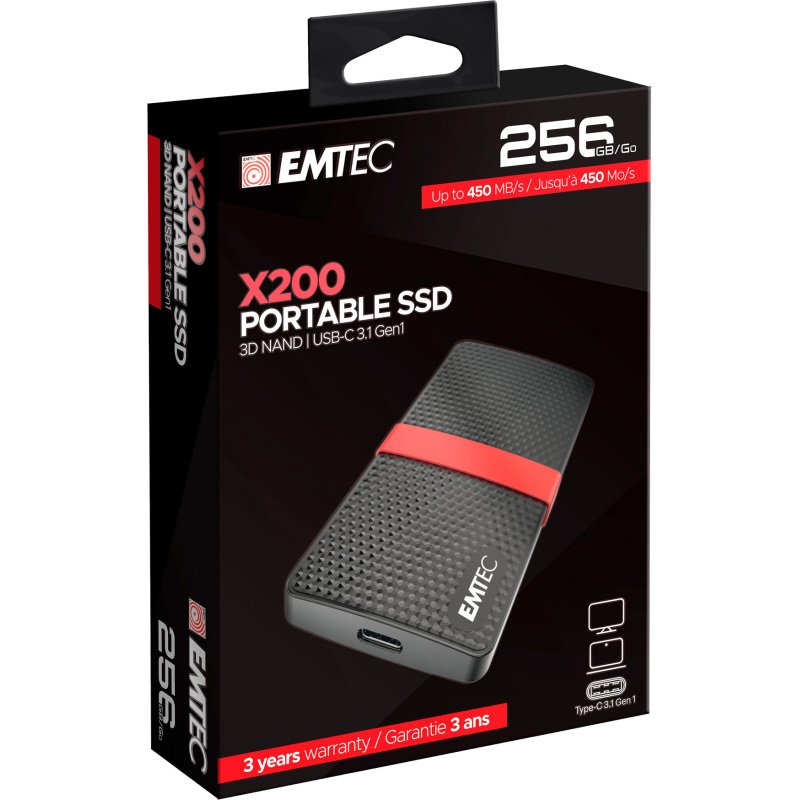 Emtec X200 disque SSD externe 256 Go - Usb 3.0 (Usb-A)