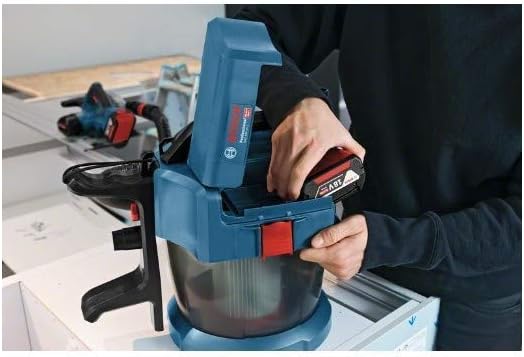 Bosch Professional 18V System Akku Staubsauger GAS 18V-10 L (ohne Akkus und Ladegerät, mit Flachfaltenfilter, Bodendüse, Fugendüse, 1,6 m Schlauch, Volumenstrom bis zu 24 l/sec (Turbine))