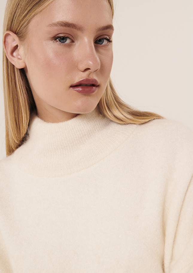 Pull Paradiseécru en mohair et alpaga