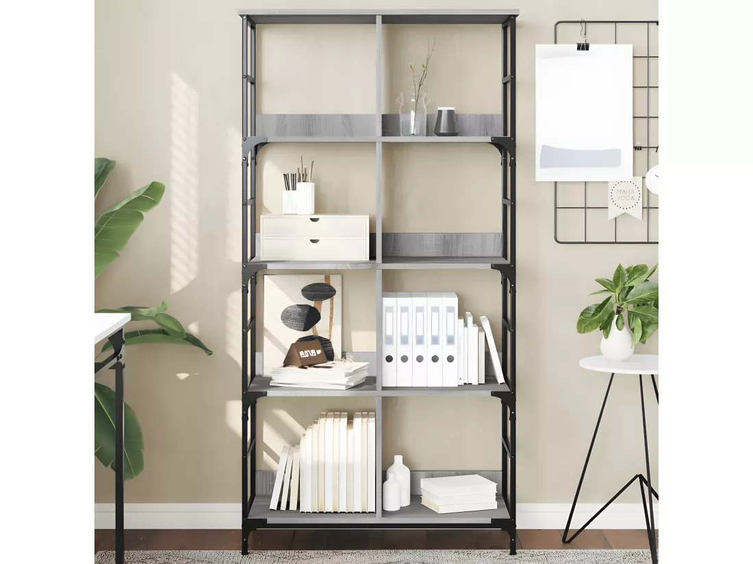 Bibliothèque sonoma gris 78,5x33x153 cm bois d'ingénierie