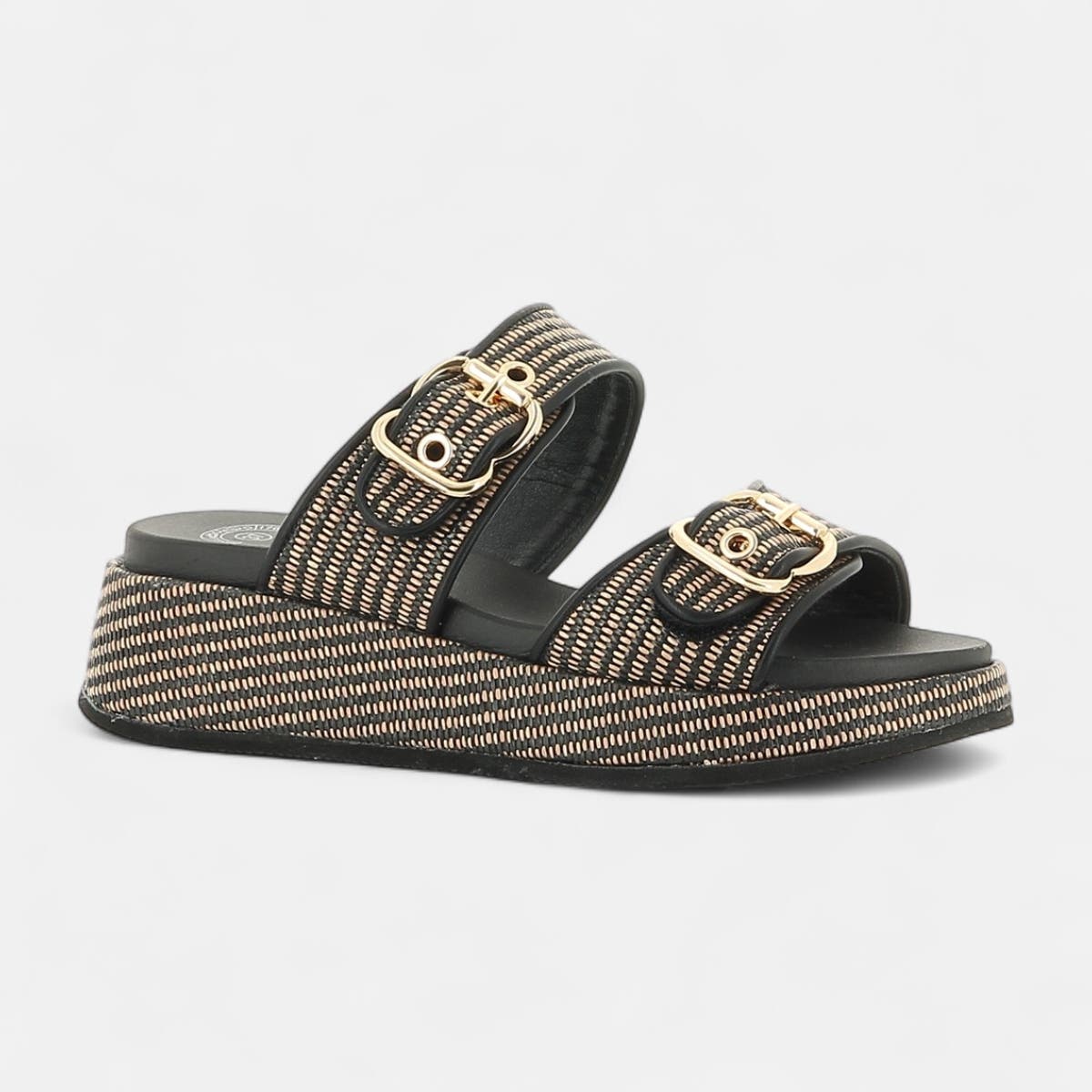Mules à talon compensé Femme noir