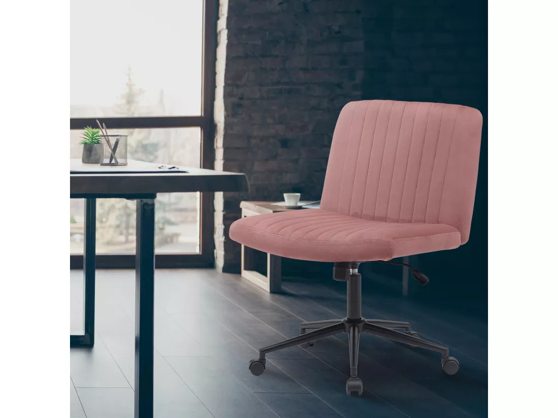 Chaise de bureau - Velours - Rose - Kingman