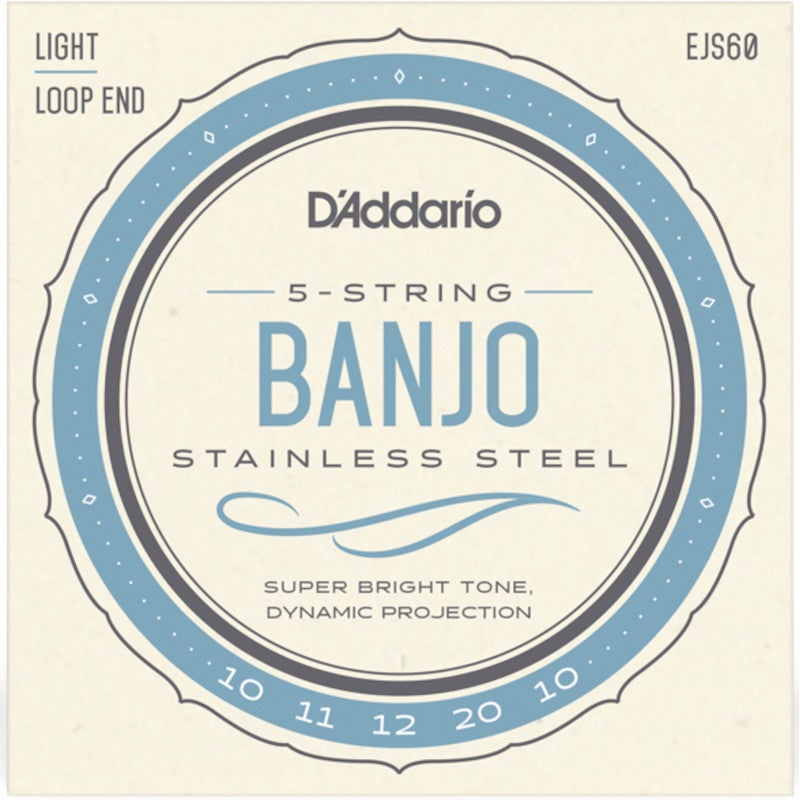 D'Addario EJS60 Stainless Steel Light 10-20 snaren voor vijfsnarige banjo