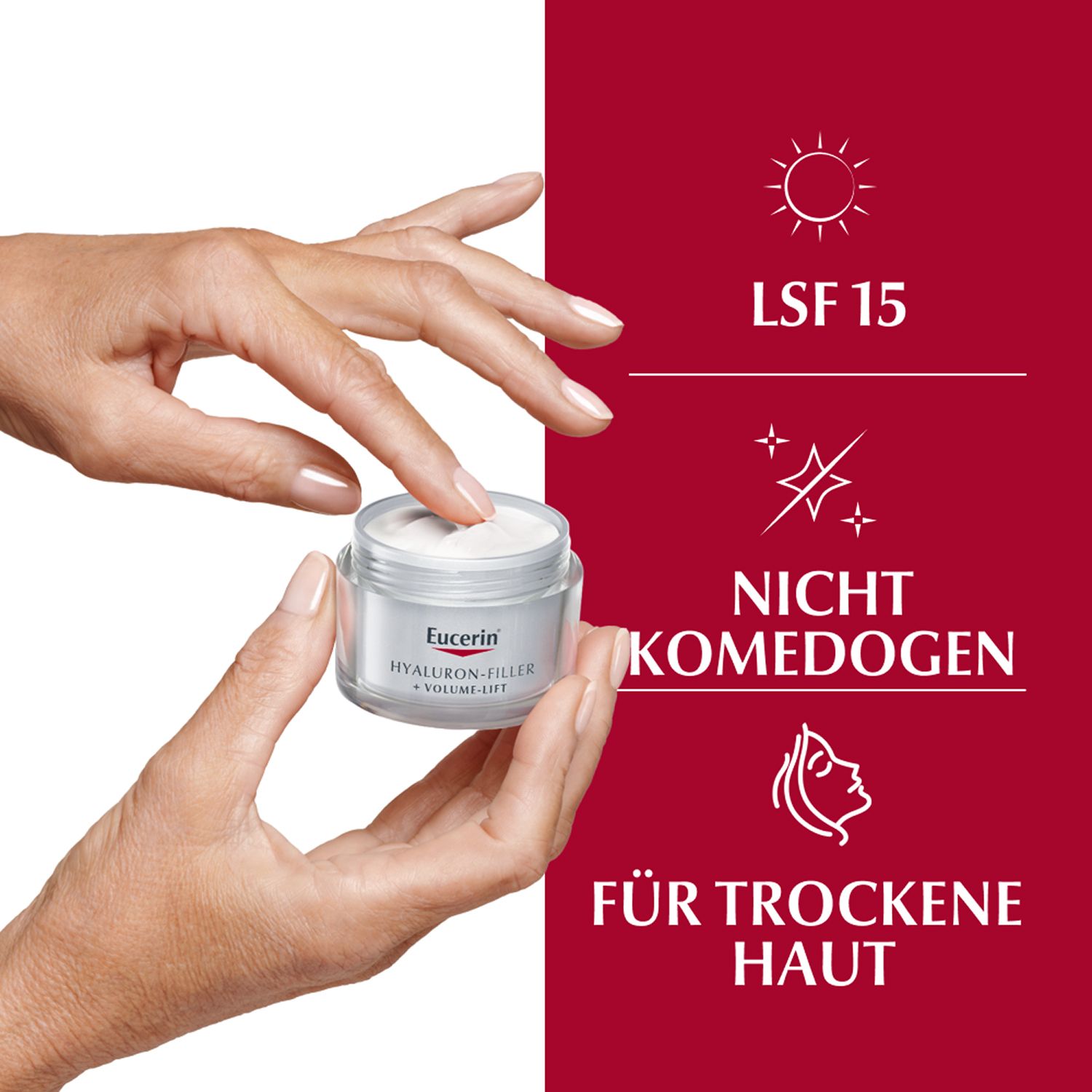 Eucerin Hyaluron-Filler Tagespflege für trockene Haut – Glättet Falten, pflegt & beugt vorzeitiger Hautalterung vor