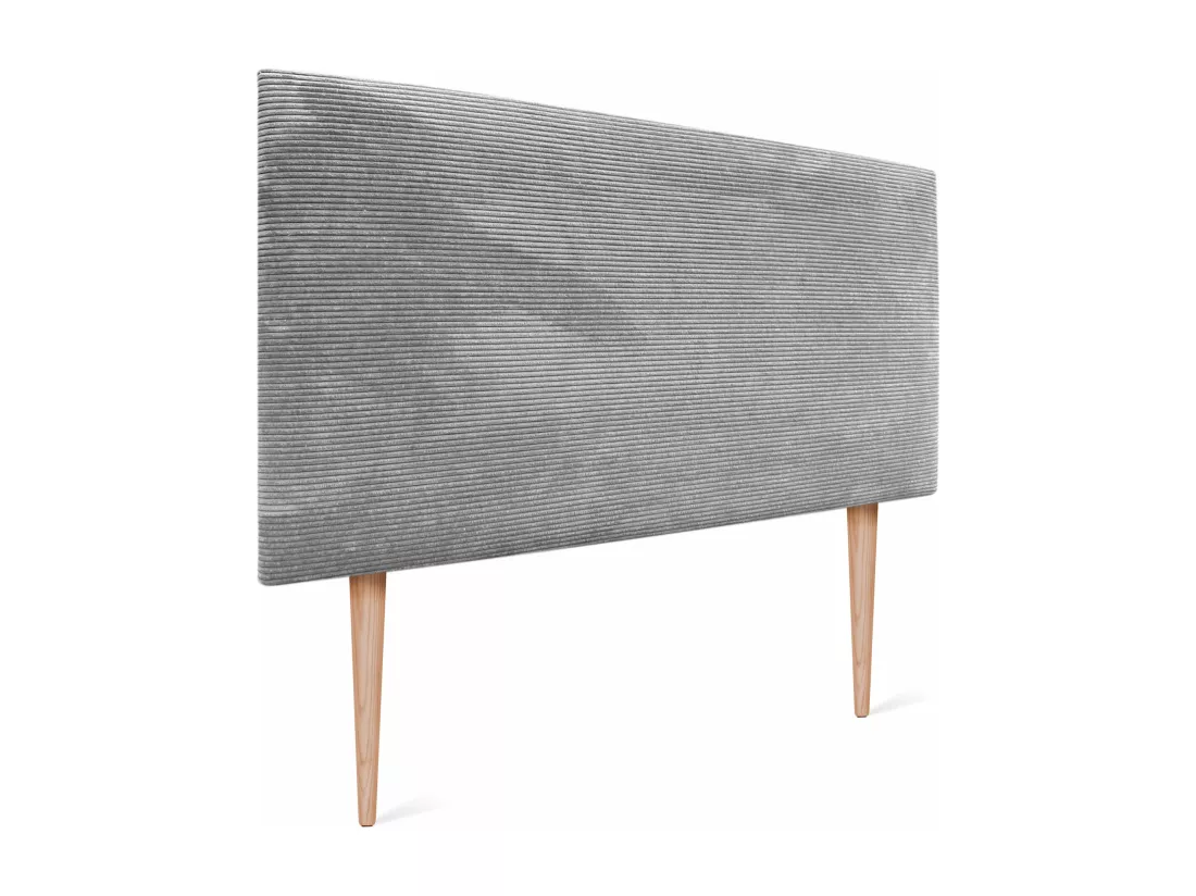 DHOME Tête de Lit Velours Côtelé Uni 160x105 avec Pieds de Lit 150/160 - Gris