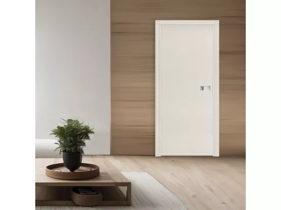 Bloc-porte Miro avec poignée Exclusive grise, H.204 x l.73 cm, aspect textile perle
