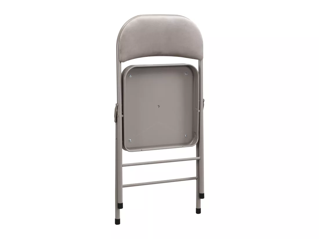 Lot de 2 chaises pliantes en velours et métal - Taupe - ORTENSIA