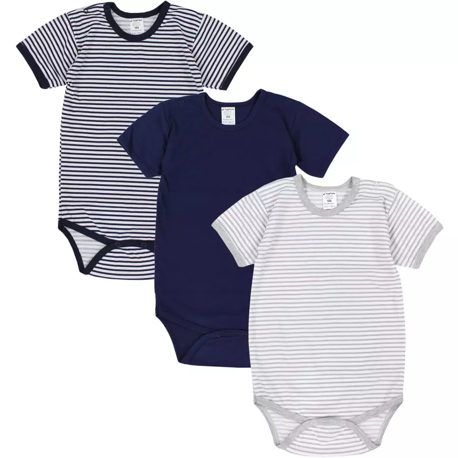 TupTam Kinder Unisex Kurzarm Body 3er Set dunkelblau