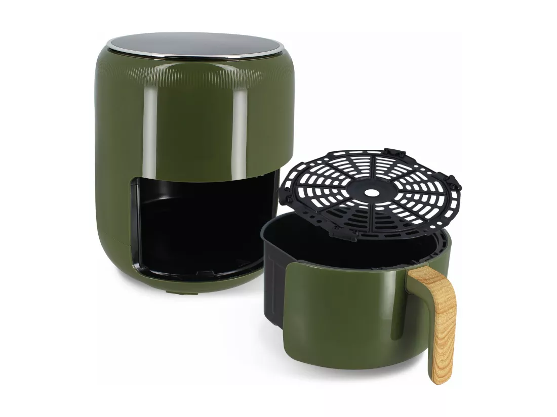 Menastyl - Friteuse A Air Chaud 4.5l Colorama Olive Avec Poignee Finition Bois