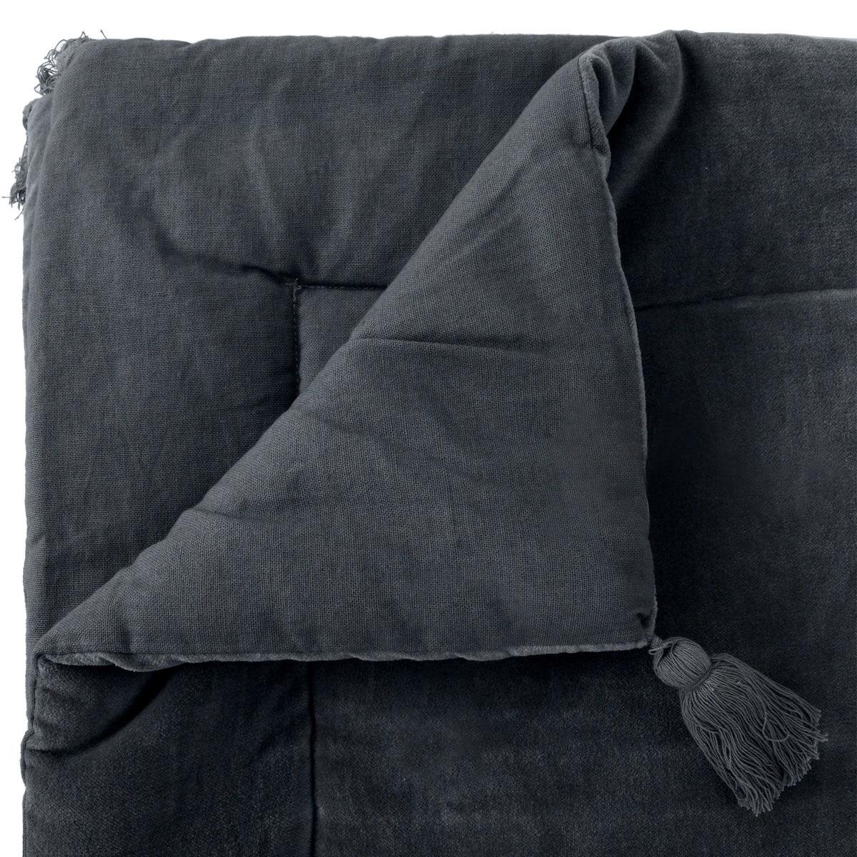 EDREDON VELOURS COTON NIGHT GRIS FONCE 70X180CM