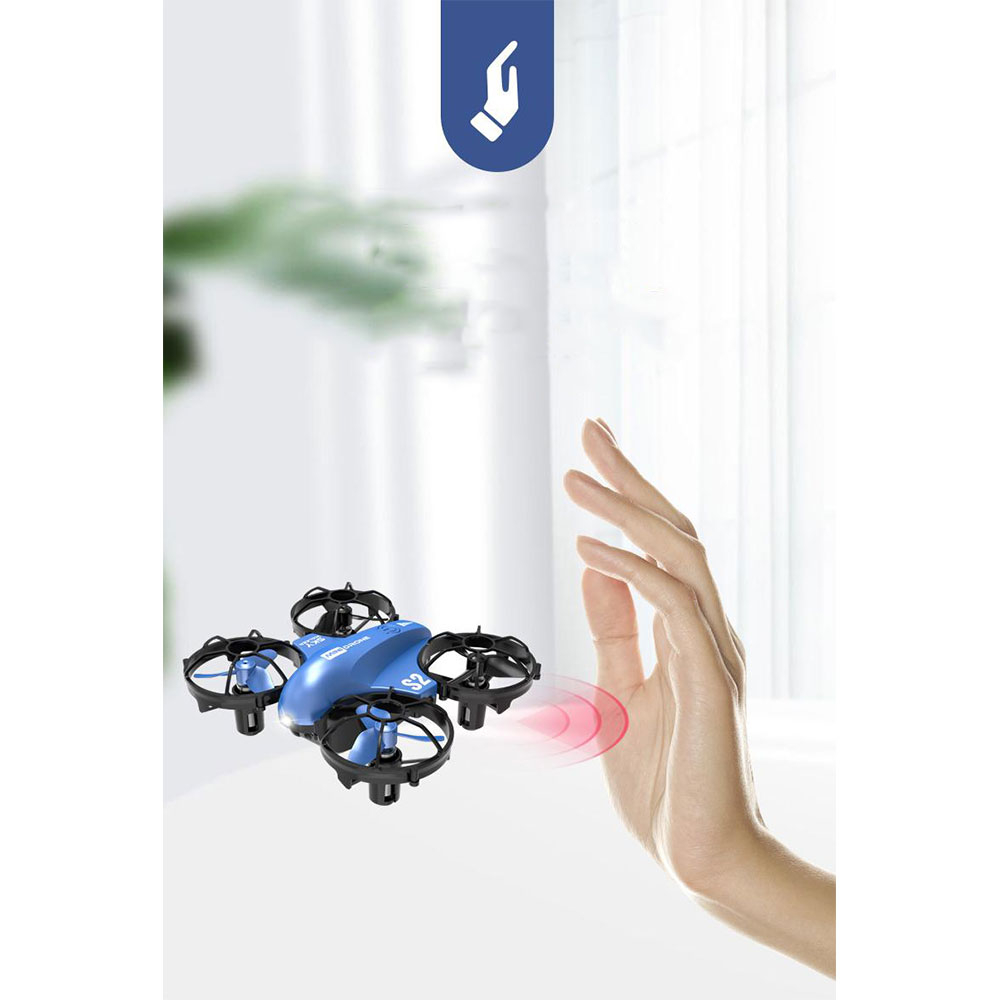 Mini Drohne USB Quadrocopter Spielzeug mit Fernsteuerung   Infrarot Handsensor - Blau