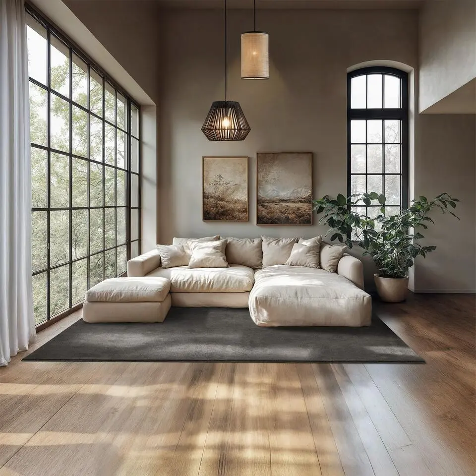 tectake® Kortpolig vloerkleed Soft Zone 160 x 230 cm - Antraciet