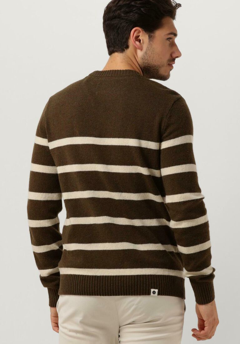 ANERKJENDT donkergroene anerkjendt trui akrico stripe lambswool