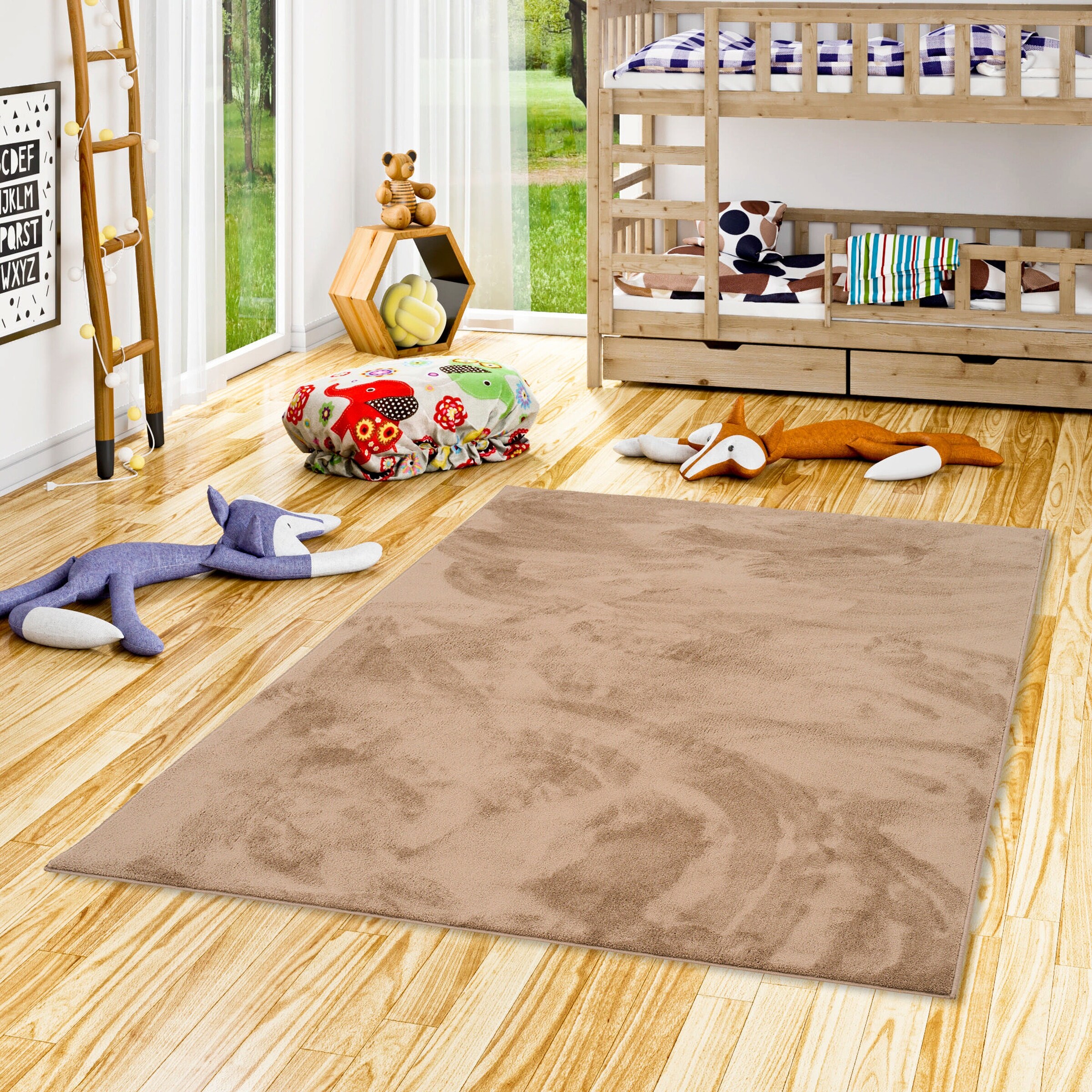 Pergamon Hochflor Langflor Teppich Super Soft Melia Kids Taupe - 120x170 cm