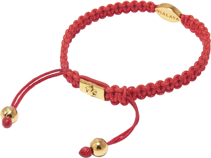Nialaya Men's Red String Bracelet with Gold Plated Evil Eye Red