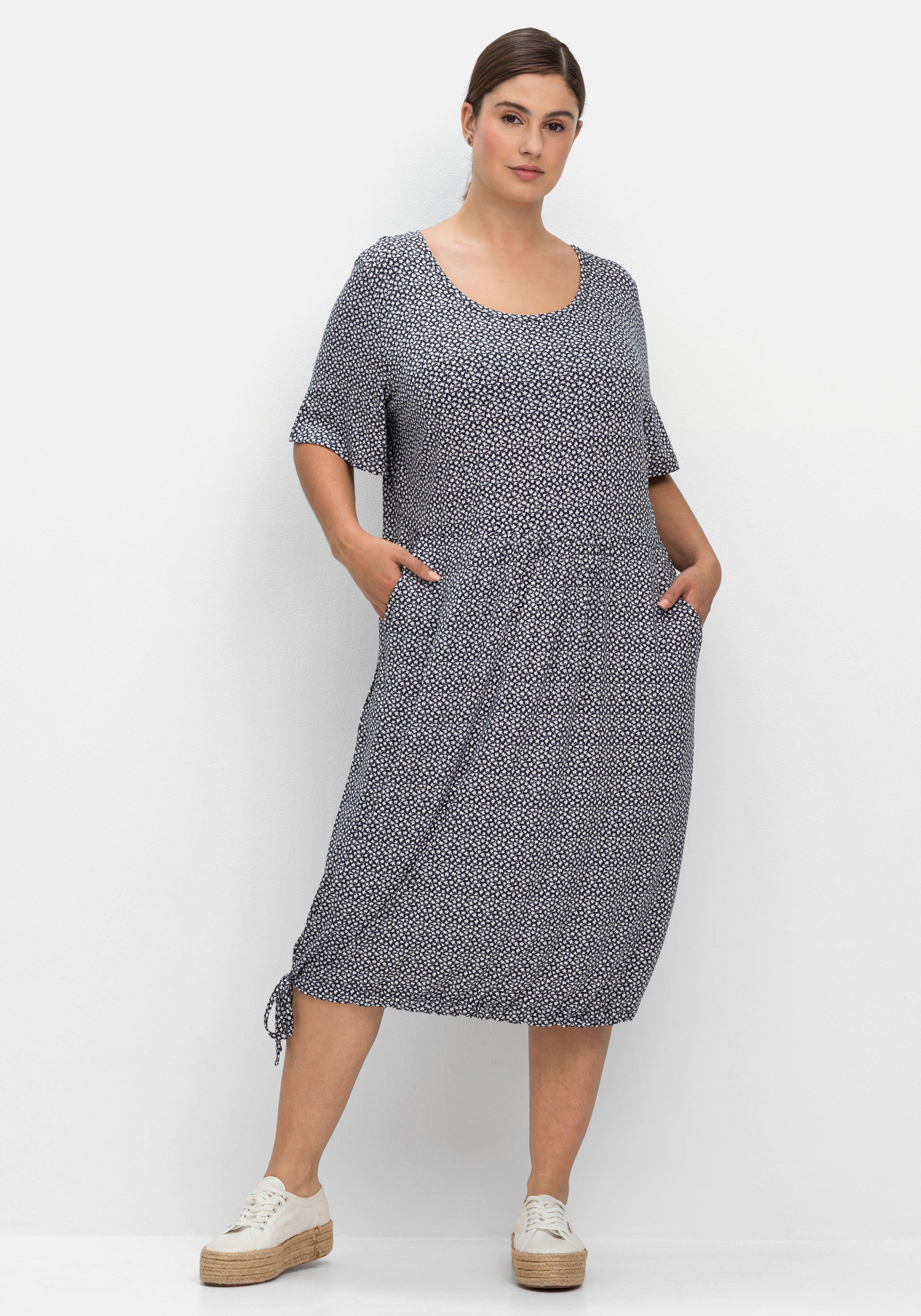Jerseykleid mit Minimalprint und Saum-Tunnelzug