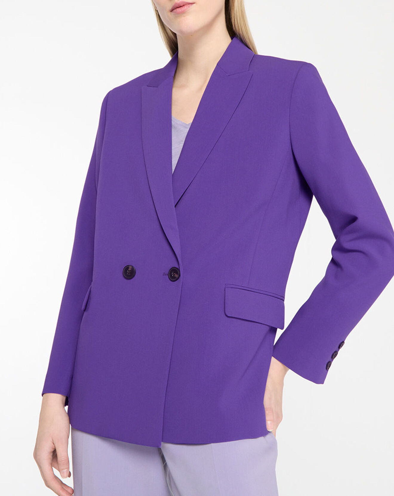 Galeries Lafayette Veste blazer Rune double boutonnage violette